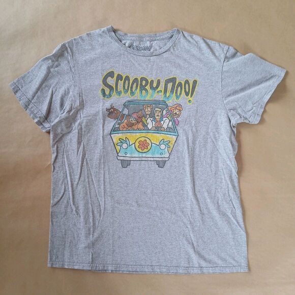 Scooby-Doo! Graphic T-shirt Size L Heather Gray Short Sleeve 90s Cartoon Classic - Picture 1 of 6